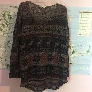 Deer & Fair isle printed holiday top
